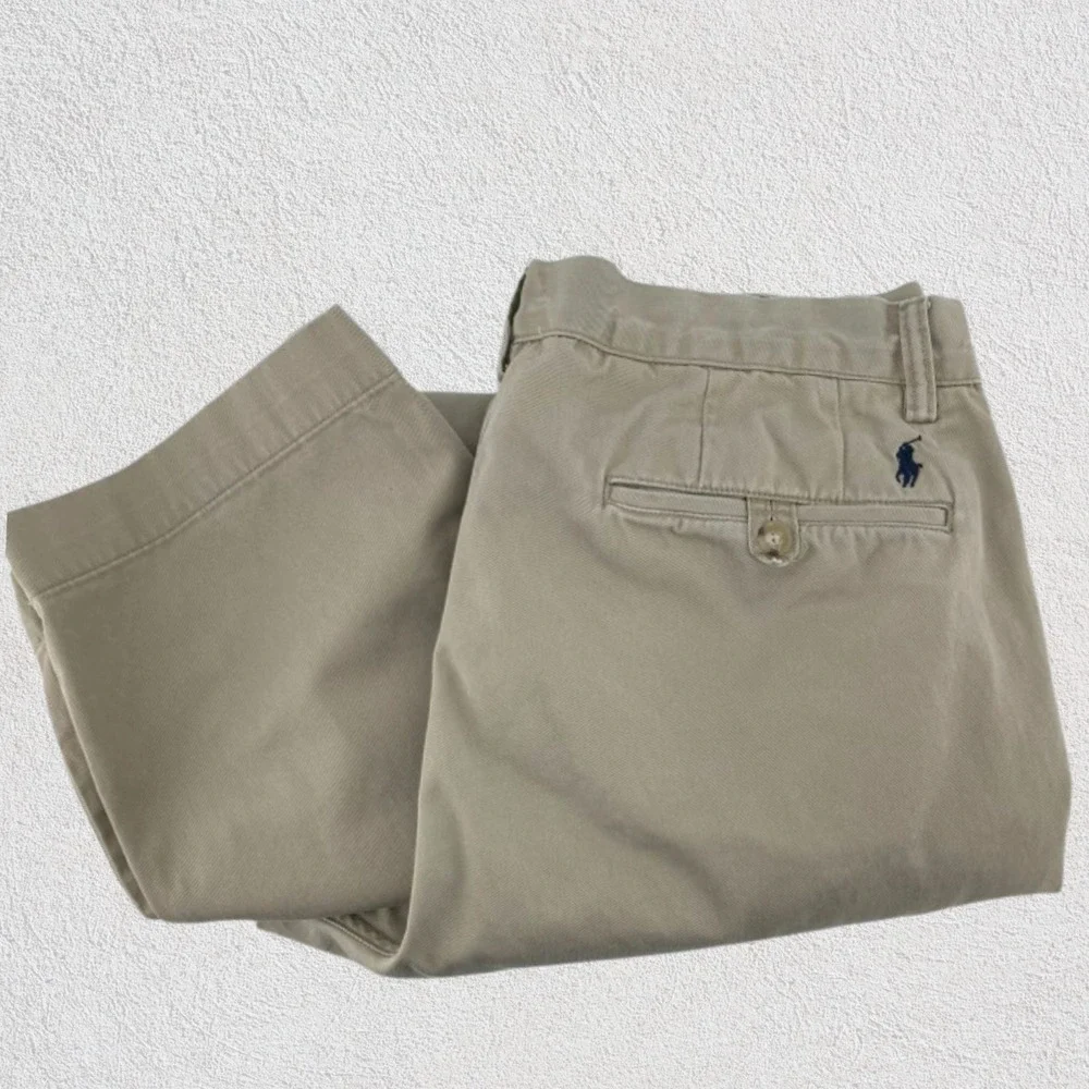 Polo Ralph Lauren‎ Polo Chino Pants Men *33x28* Khaki Cotton Twill Classic Fit